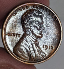 1913 Lincoln Wheat Cent Penny TONED BLACK TONING
