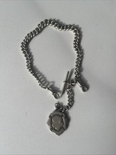 Antique Graduated Links HM Silver Pocket Watch Albert Chain & Fob