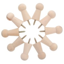  10pcs Wooden Shaker Peg Wood Screw-On Hooks Bathroom Coat Hangers Unfinished