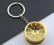 Keyring Fob Gold Alloy Wheel