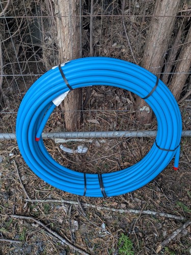 Blue mdpe plastic mains - plastic,