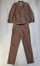 Moss London Regular Fit Double Breasted Chestnut Brown Suit 32R Waist 40R Jacket