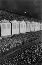 VTG Jeanloup Sieff Print Beach Huts Petites-dalles Photogravure 1988 Mat 12x16
