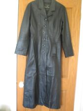 Vintage Trekway Long Black Leather Maxi Goth Coat  Chest 38"