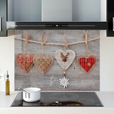 Kitchen Glass Splashback Toughened Cooker ANY SIZE Wooden Heart String WxH