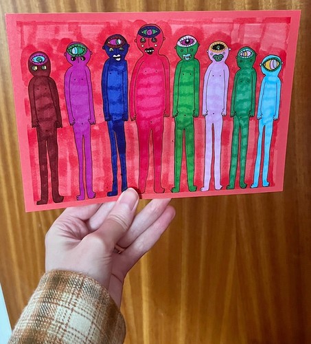 Outsider art brut signed - art,