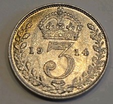 1914 George V Maundy Threepence In Mint Condition 