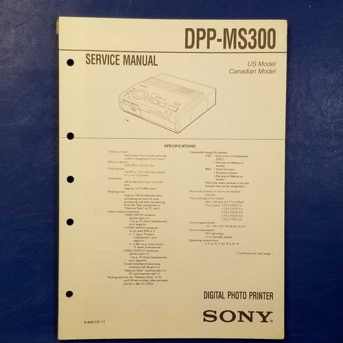 Sony dpp ms300 service - sony,