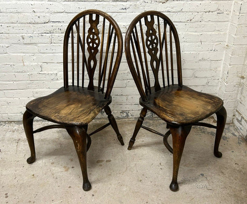 Pair antique victorian elm - pair, &