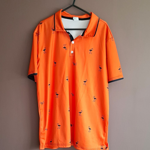 Men orange black bird - men's,