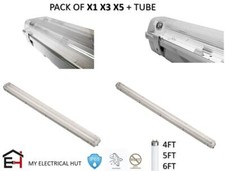 T8 HF Fluorescent Batten Fitting IP65 Non Corrosive Single/Twin 4ft 5ft 6ft 