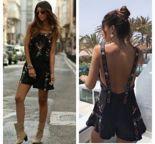 Zara linen romper floral - linen,