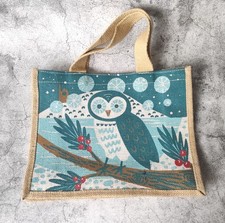 Seasalt Jute Tote Bag, Christmas Winter Owl, 'Cute Jute', Shopping Bag, Gift Bag