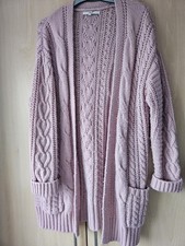 Womens Next Pink Cable Knit Cardigan Size Small Good Condition