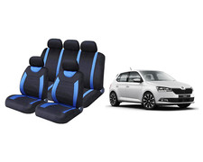 FOR Skoda Fabia Blue / Black Car Seat Covers Protectors Washable Dog Pet Sporty