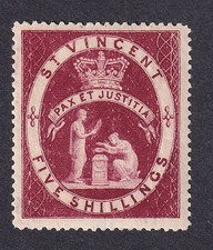 ST VINCENT QV 1861 5/- lake
