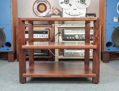 Dark walnut wood audio rack - wood,