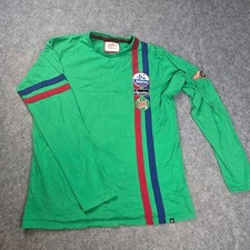 Joe Browns Men's Long Sleeve Green T-Shirt 2 Stripes And Badges Size L G5-15