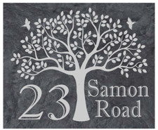 Personalised Tree slate door plaque, sign, welsh slate, engraved, 