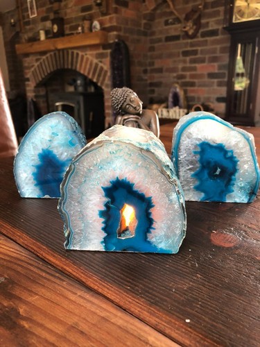 Large teal agate end - large, quartz
