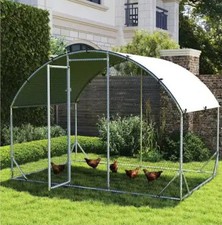 PawHut Walk-In Chicken Run Galvanised Chicken Coop w/ Cover 2.8 x 1.9 x 2m