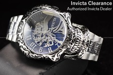 RARE Invicta Artist 51mm Automatic SKULL Dial MOVING JAW Mens Silver Tone Watch