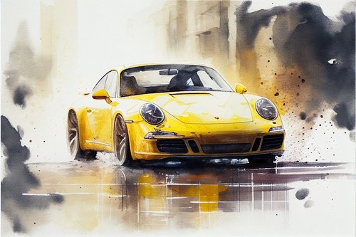 Yellow porsche 911 abstract - yellow,