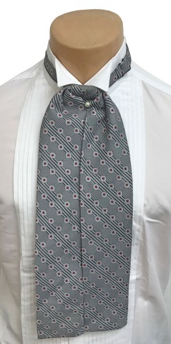Men grey patterned ascot - grey,
