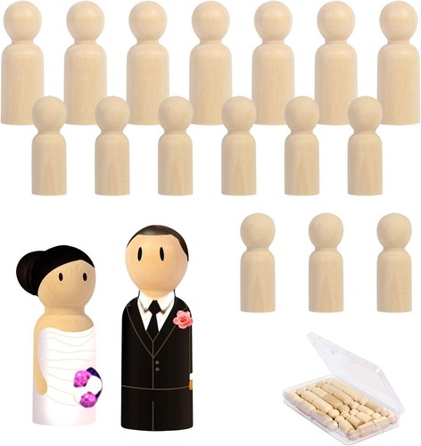 Wooden peg dolls 18pcs - dolls, natural
