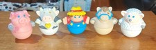 Playskool Weeble Wobbles 1987 Vintage Toy Figures Farmer, Cow, Pig, Horse, Sheep