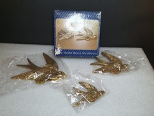 Vintage Brass Boxed Flying Swallows Birds Wall Hanging x 3 (Rare To Find Boxed)