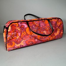 Vintage Orange Psychedelic Floral Knitting/Craft Bag 16" Retro Display Item