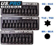 US PRO IMPACT Hex Torx Spline Bit Sockets 3/8" Drive Short Reach Star  Allen