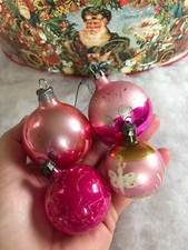 4 MERCURY GLASS VINTAGE OLD NOSTALGIC RETRO CHRISTMAS BAUBLES NN