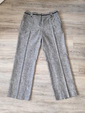 BHS Ladies Black & White Linen Blend Tweed Tailored Trousers Uk14 eur42 Regular