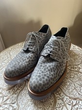 Simone Rocha Leather Lace Up Brogue Shoes, EU 39, Grey Leopard Print, Rare Style