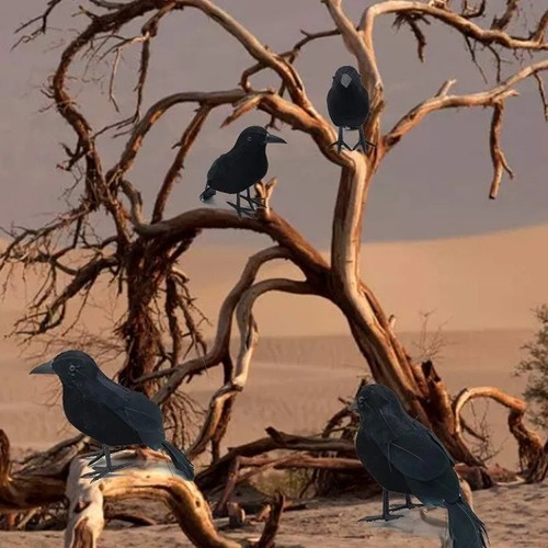 Realistic black crow halloween - black,