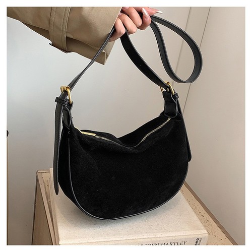 Chocolate brown suede - brown, crescent