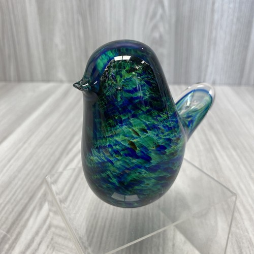 Vintage glass bird green blue - bird,