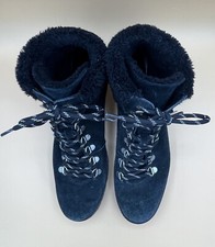 Crew Clothing Black Suede LadiesHiker Lace Up Boots Eu 39 UK 6 Shearling Trim