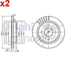 2X Brake Disc DELPHI Fits FORD