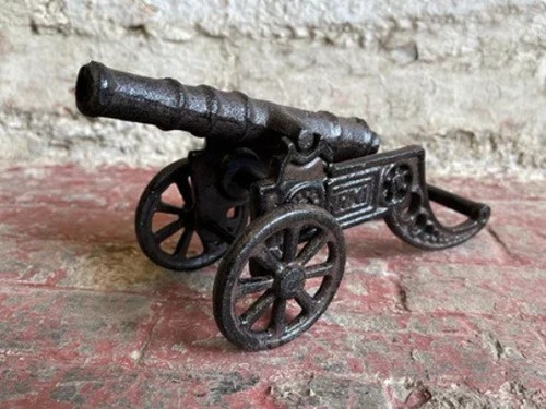 Cast iron cannon ornament - iron,