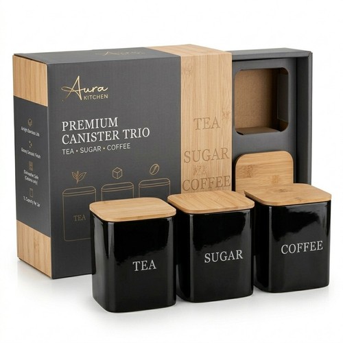 3pc tea coffee sugar canister - coffee,