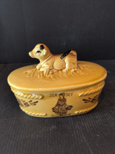Vintage oval ceramic butter - vintage,