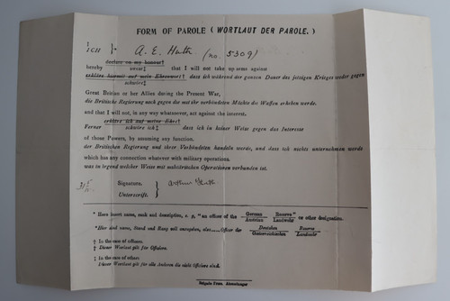 Wwi 1915 form parole - form, of