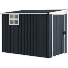 Outsunny 7.6 x 4ft Outdoor Garden Storage Shed with Window, Dark Grey