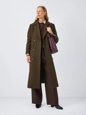 John Lewis Women's Double Breasted Wool Blend Coat - Khaki - UK 12 (Mark/Hair)