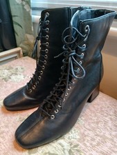 M&S Black Leather Victorian Style Ankle Boots Size 5.5