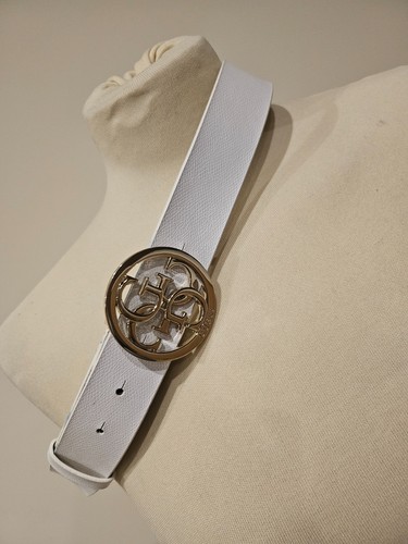 Guess white leather belt s - white,