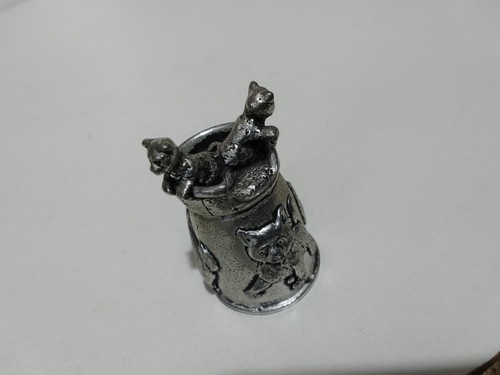 Thimble pewter cat design - pewter,